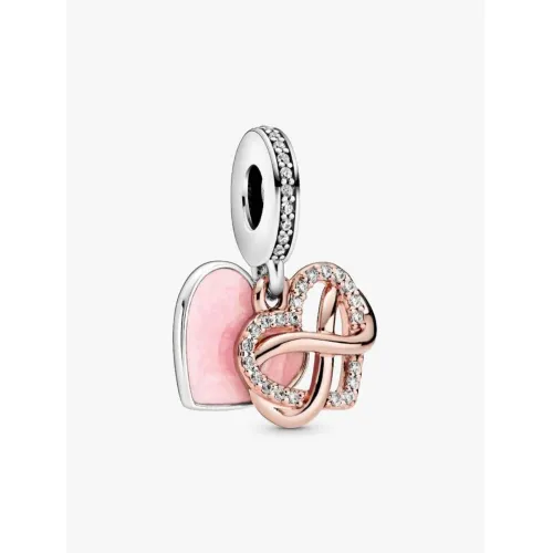PANDORA CHARM PENDANT COEUR INFINI SCINTILLANT ARGENT MASSIF, MÉTAL DORÉ À L’OR ROSE 14 CARATS