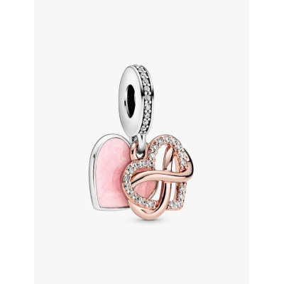 PANDORA CHARM PENDANT COEUR INFINI SCINTILLANT ARGENT MASSIF, MÉTAL DORÉ À L’OR ROSE 14 CARATS