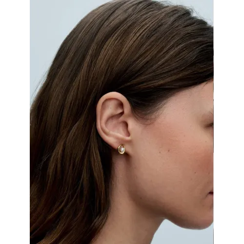 PANDORA CLOUS D’OREILLES OVALE DE FORME ORGANIQUE & PERLE