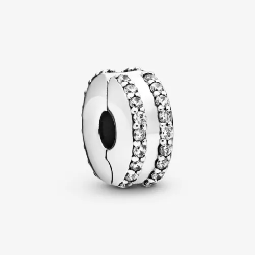 PANDORA CHARM CLIP PAVÉ DOUBLE RANG ARGENT MASSIF