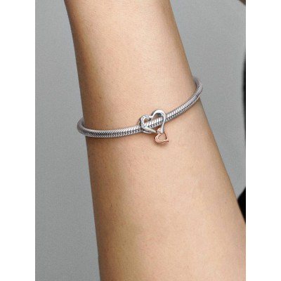 PANDORA CHARM COEUR INFINI AJOURÉ BICOLORE