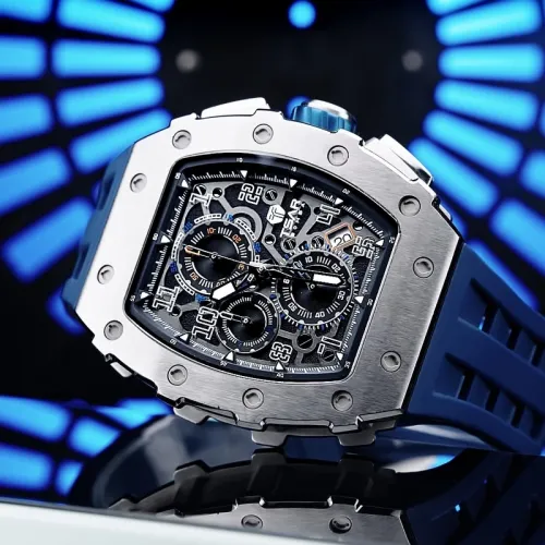 Photo montrant l'intégralité de la montre Montre Tsar Bomba Chrono Quartz Acier Silicone Bleu