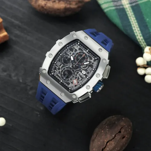 Photo montrant l'intégralité de la montre Montre Tsar Bomba Chrono Quartz Acier Silicone Bleu