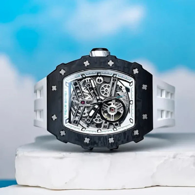 Vue complète de la montre Montre Tsar Bomba Automatique Carbone Noir Fkm Blanc