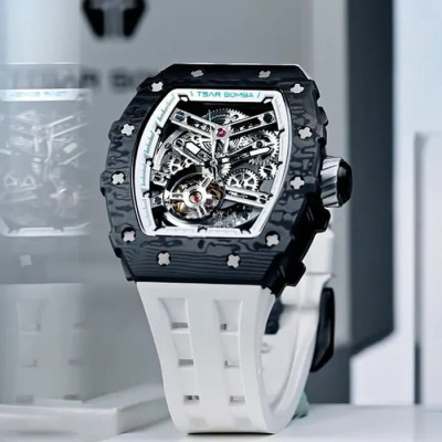 MONTRE TSAR BOMBA AUTOMATIQUE CARBONE NOIR FKM BLANC