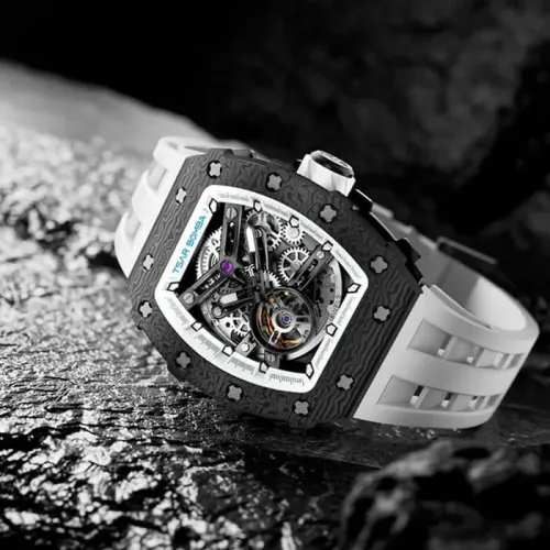 MONTRE TSAR BOMBA AUTOMATIQUE CARBONE NOIR FKM BLANC