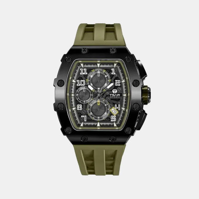 MONTRE TSAR BOMBA CHRONO QUARTZ PVD NOIR SILICONE KAKI