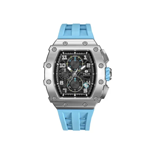 Photo montrant l'intégralité de la montre Montre Tsar Bomba Chrono Quartz Acier Silicone Bleu Clair
