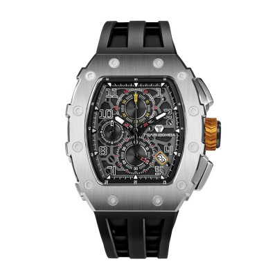 Image capturant l’ensemble de la montre Montre Tsar Bomba Chrono Quartz Acier Silicone Noir.