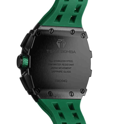 MONTRE TSAR BOMBA CHRONO QUARTZ ARABIC PVD NOIR SILICONE VERT