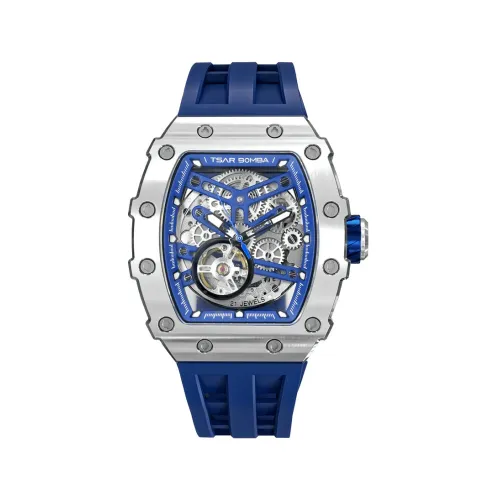 MONTRE TSAR BOMBA AUTOMATIQUE ACIER SILICONE BLEU
