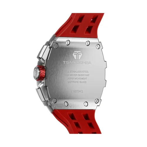 MONTRE TSAR BOMBA CHRONO QUARTZ ACIER SILICONE ROUGE