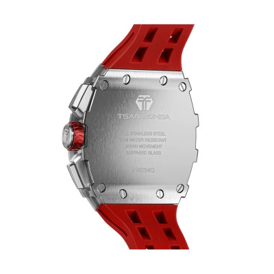 MONTRE TSAR BOMBA CHRONO QUARTZ ACIER SILICONE ROUGE