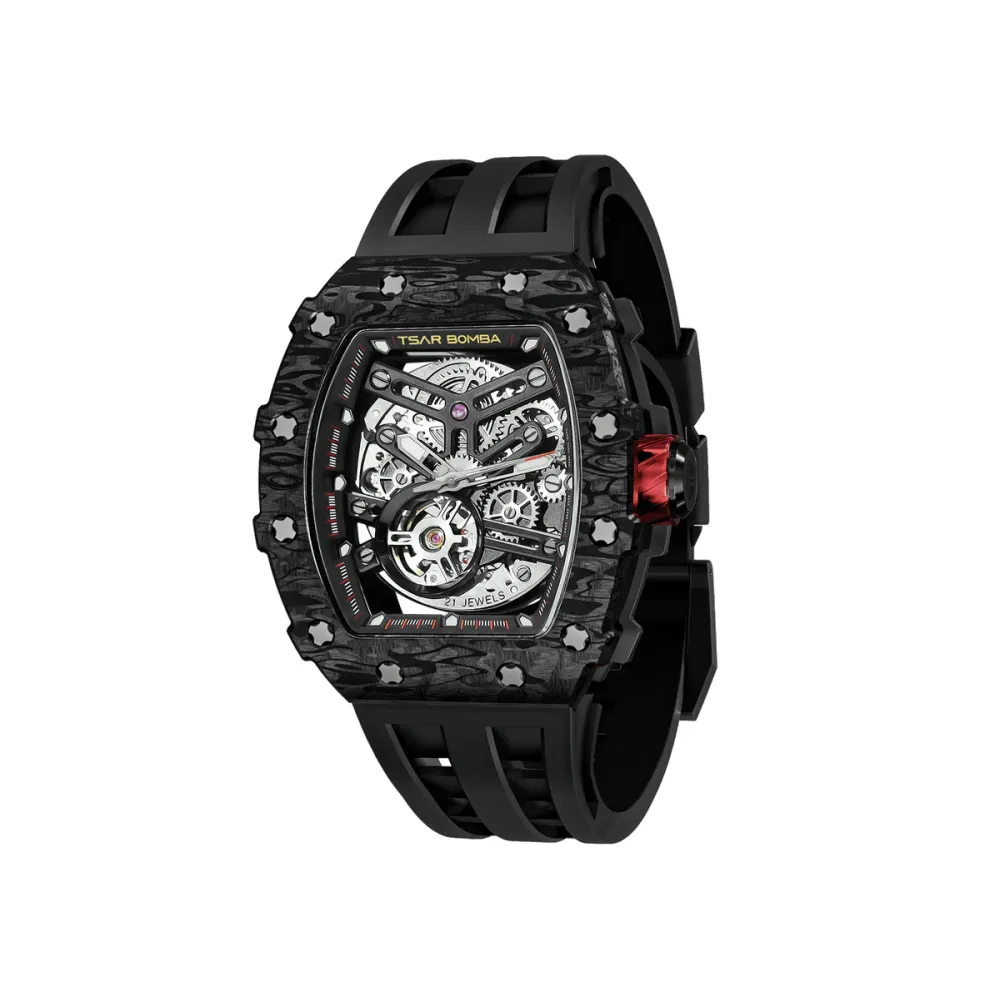 MONTRE TSAR BOMBA AUTOMATIQUE CARBONE NOIR FKM NOIR