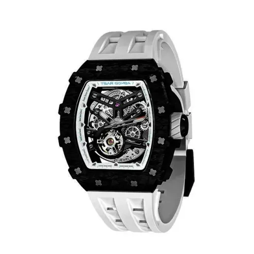 MONTRE TSAR BOMBA AUTOMATIQUE CARBONE NOIR FKM BLANC