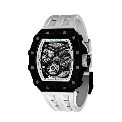 MONTRE TSAR BOMBA AUTOMATIQUE CARBONE NOIR FKM BLANC