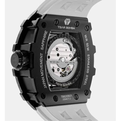 MONTRE TSAR BOMBA AUTOMATIQUE CARBONE FKM BLANC