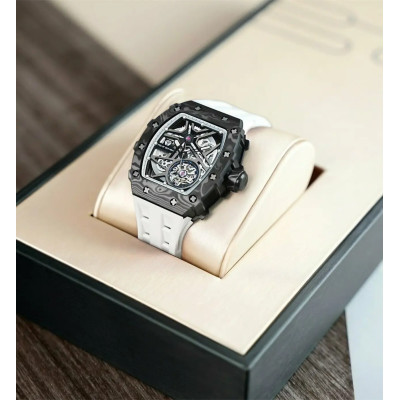 MONTRE TSAR BOMBA AUTOMATIQUE CARBONE FKM BLANC