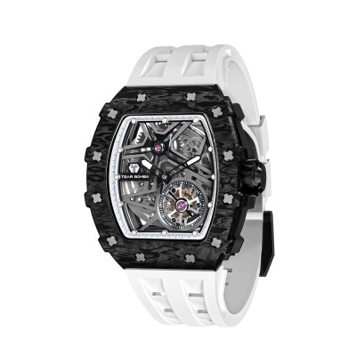 MONTRE TSAR BOMBA AUTOMATIQUE CARBONE FKM BLANC