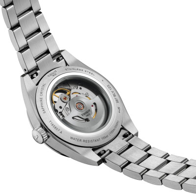 Vue de dos de Montre Tissot Gentleman 38mm Cadran Bleu Bracelet Argenté