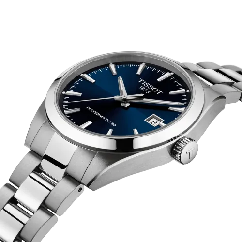 Photo montrant l'intégralité de la montre Montre Tissot Gentleman 38mm Cadran Bleu Bracelet Argenté