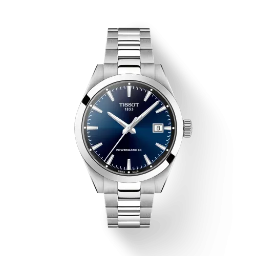 Photo montrant l'intégralité de la montre Montre Tissot Gentleman 38mm Cadran Bleu Bracelet Argenté