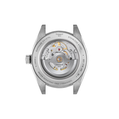 Vue de dos de Montre Tissot Gentleman 38mm Cadran Vert Bracelet Argenté