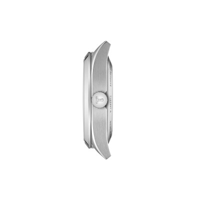 Vue profil de la montre Montre Tissot Gentleman 38mm Cadran Vert Bracelet Argenté