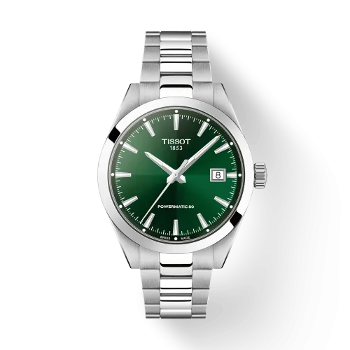 Photo montrant l'intégralité de la montre Montre Tissot Gentleman 38mm Cadran Vert Bracelet Argenté