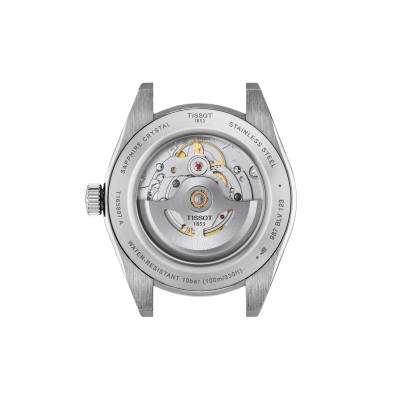 Vue de dos de Montre Tissot Gentleman 38mm Cadran Argenté Bracelet Métal