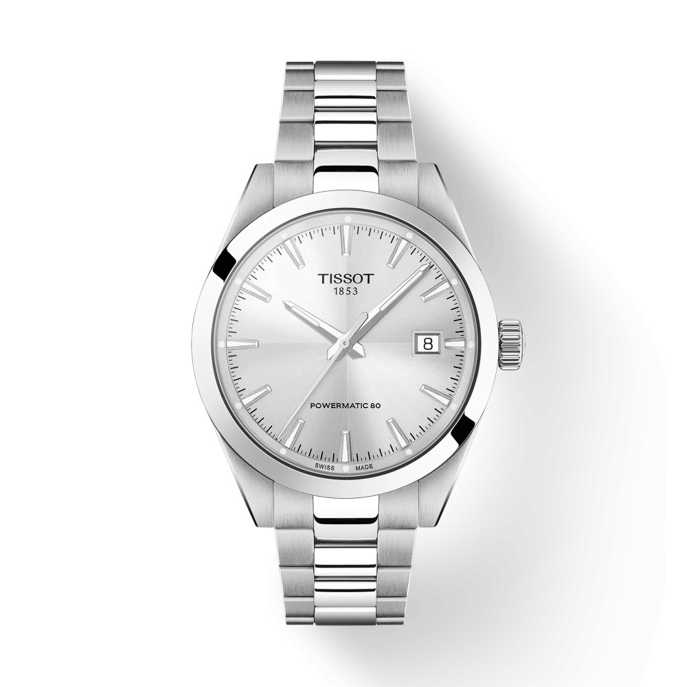 Photo montrant l'intégralité de la montre Montre Tissot Gentleman 38mm Cadran Argenté Bracelet Métal