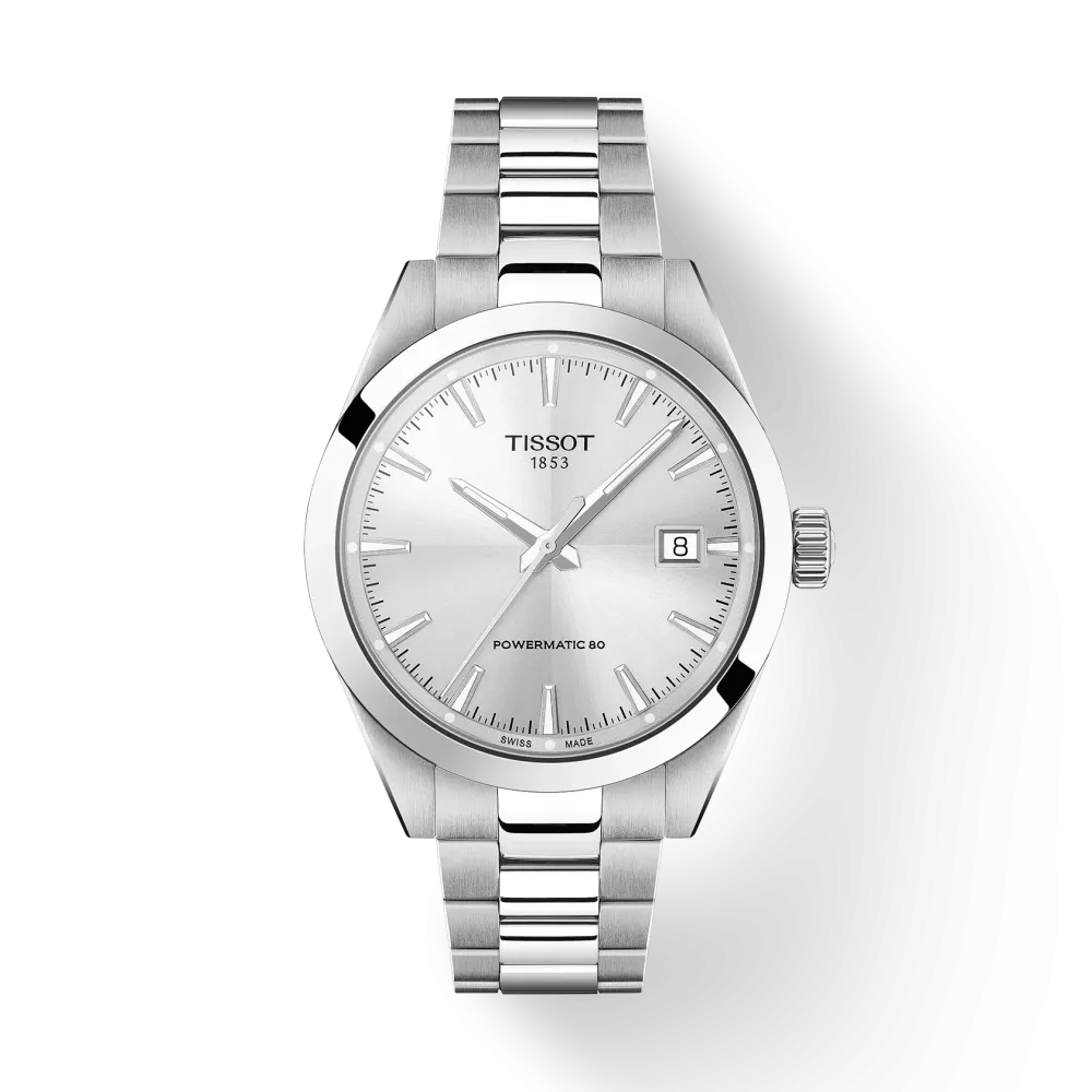 Photo montrant l'intégralité de la montre Montre Tissot Gentleman 38mm Cadran Argenté Bracelet Métal
