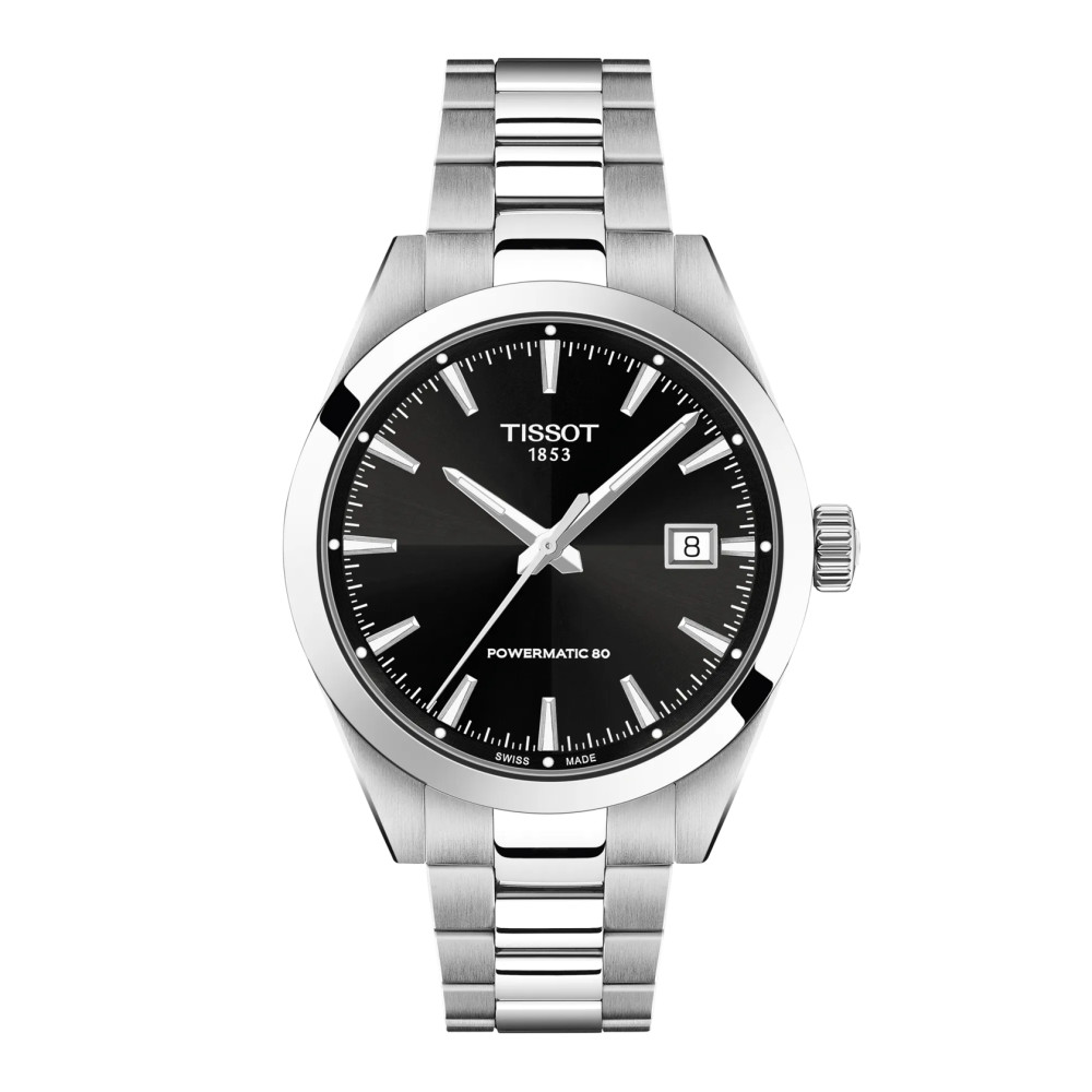Photo montrant l'intégralité de la montre Montre Tissot Gentleman 38mm Cadran Noir Bracelet Métal