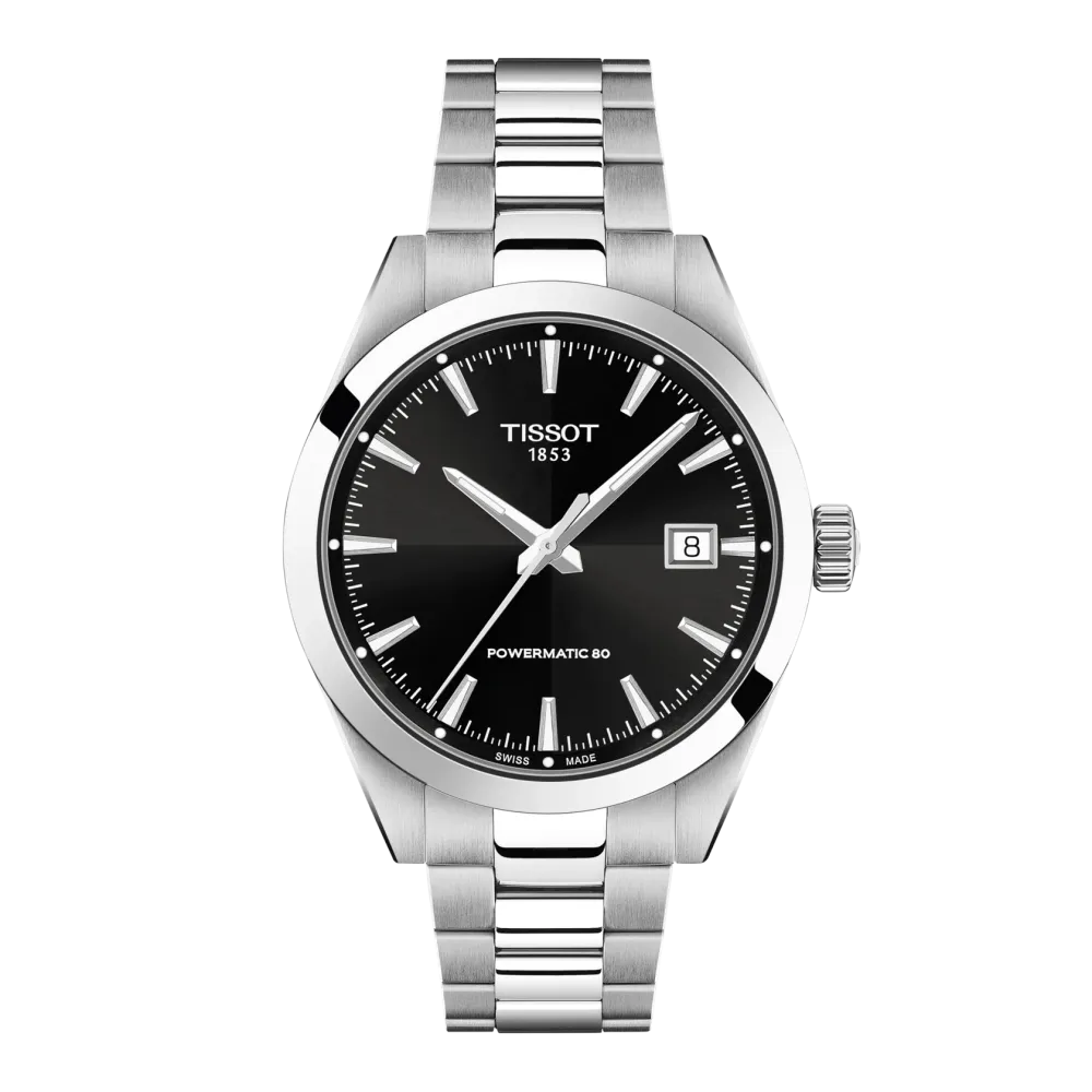 Photo montrant l'intégralité de la montre Montre Tissot Gentleman 38mm Cadran Noir Bracelet Métal