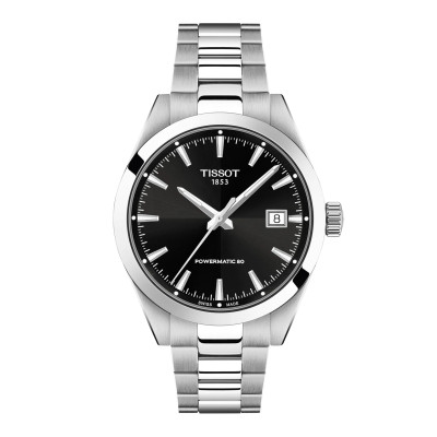 Photo montrant l'intégralité de la montre Montre Tissot Gentleman 38mm Cadran Noir Bracelet Métal