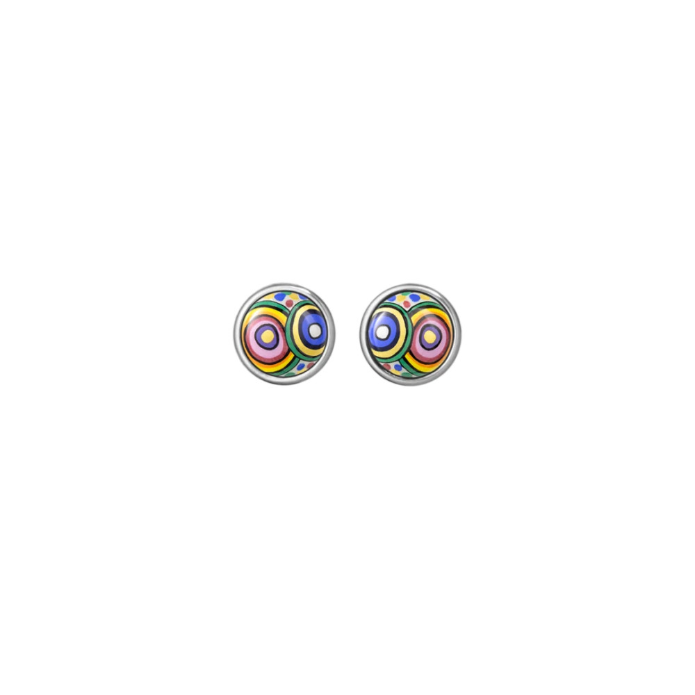 FREYWILLE BOUCLES D'OREILLES CABOCHON HOMMAGE À HUNDERTWASSER MAGICAL GARDEN