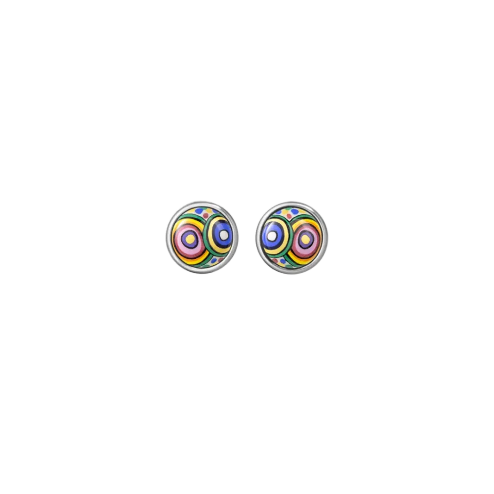 FREYWILLE BOUCLES D'OREILLES CABOCHON HOMMAGE À HUNDERTWASSER MAGICAL GARDEN