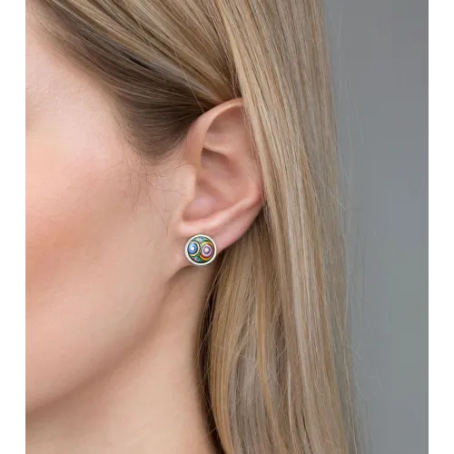 FREYWILLE BOUCLES D'OREILLES CABOCHON HOMMAGE À HUNDERTWASSER MAGICAL GARDEN