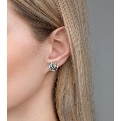 FREYWILLE BOUCLES D'OREILLES CABOCHON HOMMAGE À HUNDERTWASSER MAGICAL GARDEN