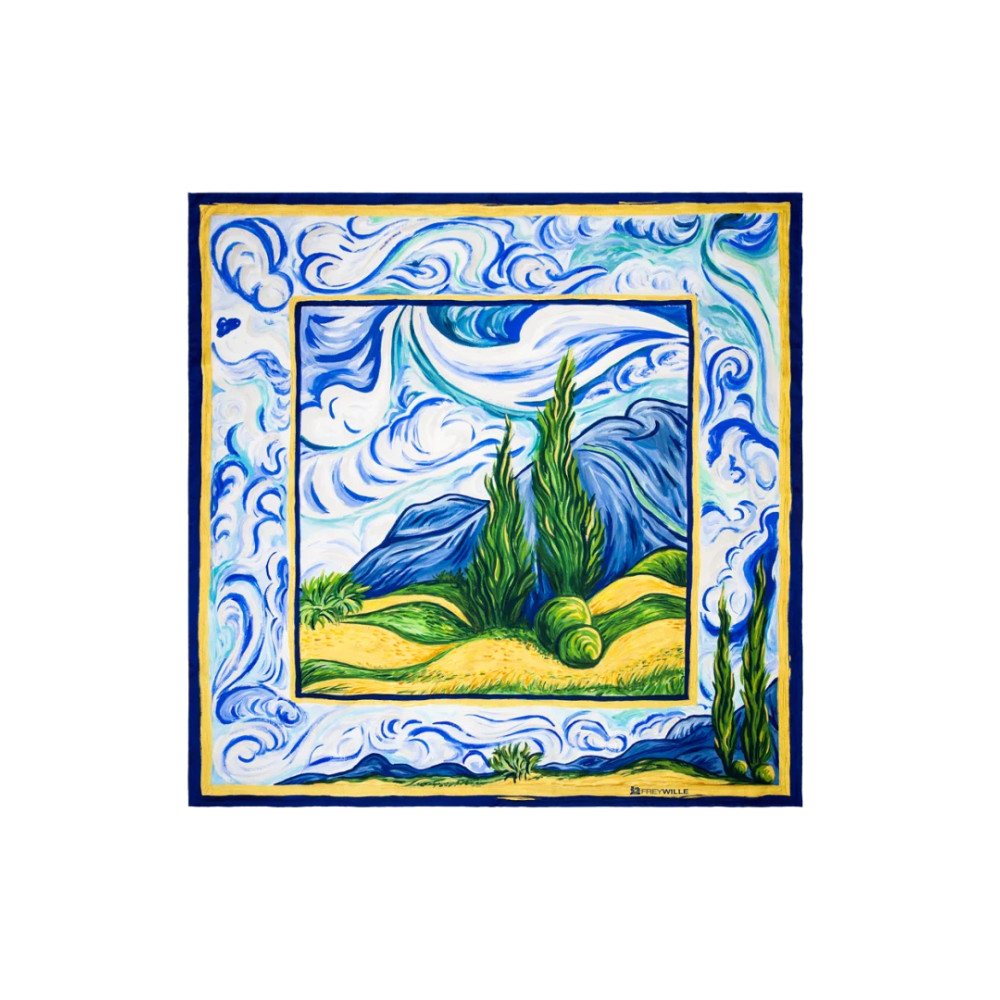 FREYWILLE CARRÉ DE SOIE HOMMAGE VAN GOGH PROVENCE 90X90 100% SOIE