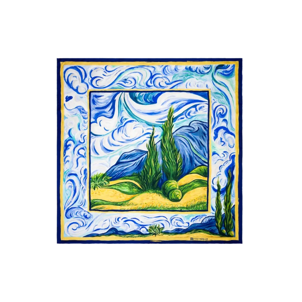 FREYWILLE CARRÉ DE SOIE HOMMAGE VAN GOGH PROVENCE 90X90 100% SOIE