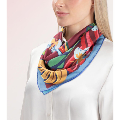 FREYWILLE CARRÉ DE SOIE RÉVERSIBLE 63 × 63 HOMMAGE À FRIDA KAHLO