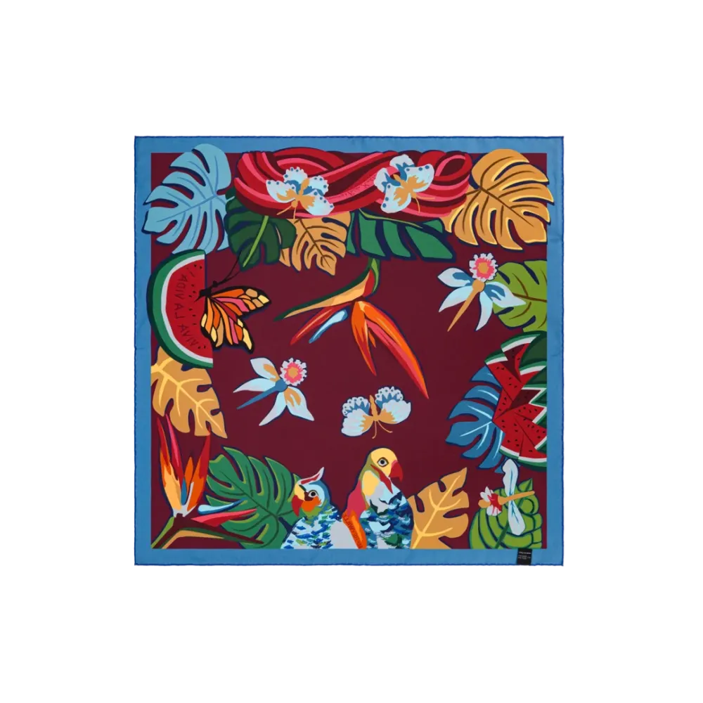 FREYWILLE CARRÉ DE SOIE RÉVERSIBLE 63 × 63 HOMMAGE À FRIDA KAHLO