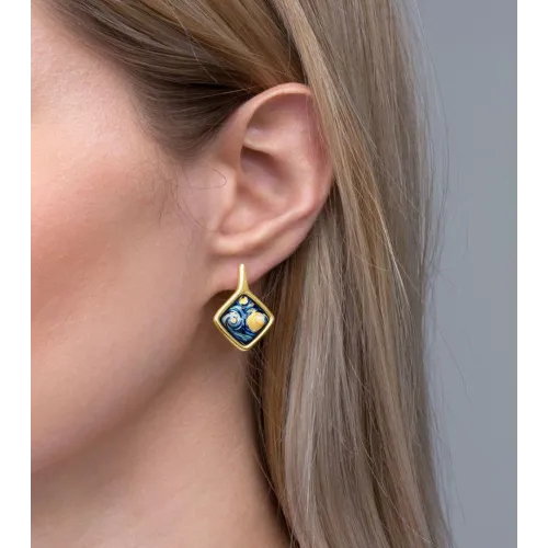 FREYWILLE BOUCLES D’OREILLES CARRÉ HOMMAGE À VINCENT VAN GOGH ÉTERNITÉ