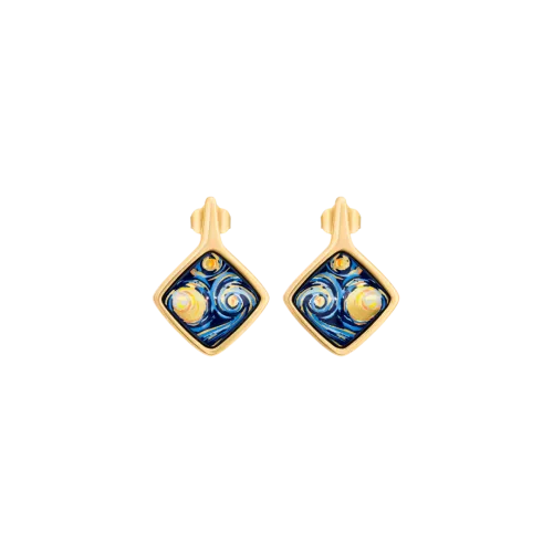 FREYWILLE BOUCLES D’OREILLES CARRÉ HOMMAGE À VINCENT VAN GOGH ÉTERNITÉ
