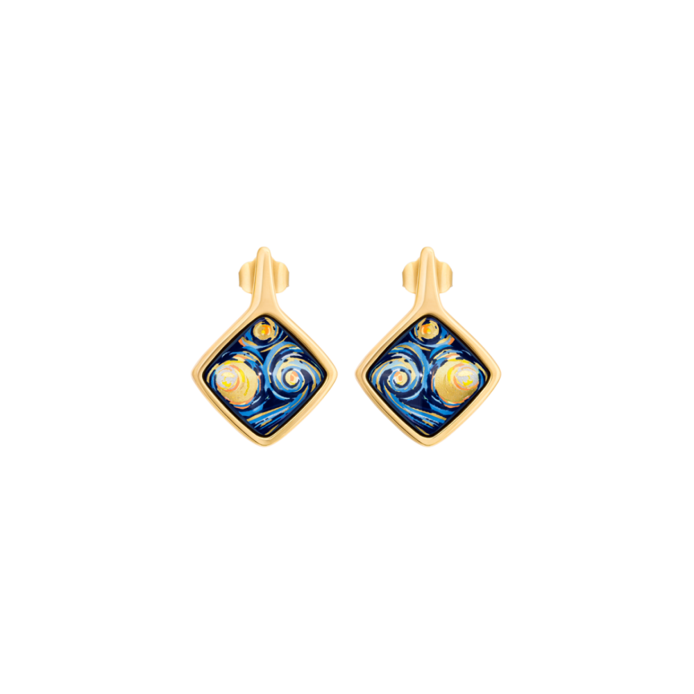 FREYWILLE BOUCLES D’OREILLES CARRÉ HOMMAGE À VINCENT VAN GOGH ÉTERNITÉ