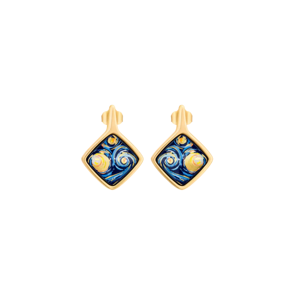 FREYWILLE BOUCLES D’OREILLES CARRÉ HOMMAGE À VINCENT VAN GOGH ÉTERNITÉ