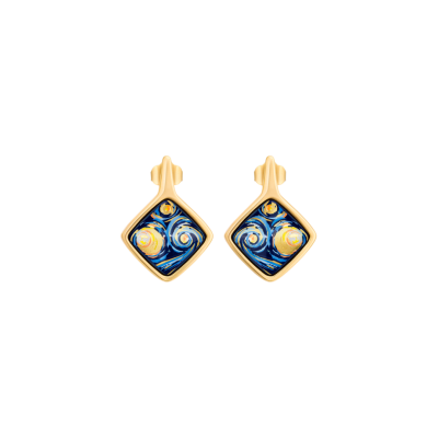 FREYWILLE BOUCLES D’OREILLES CARRÉ HOMMAGE À VINCENT VAN GOGH ÉTERNITÉ