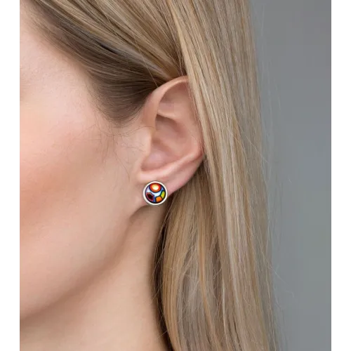 FREYWILLE BOUCLES D’OREILLES CABOCHON HOMMAGE A HUNDERTWASSER SPIRIT OF VIENNA