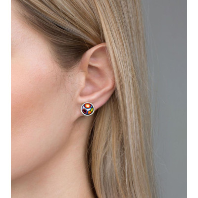 FREYWILLE BOUCLES D’OREILLES CABOCHON HOMMAGE A HUNDERTWASSER SPIRIT OF VIENNA